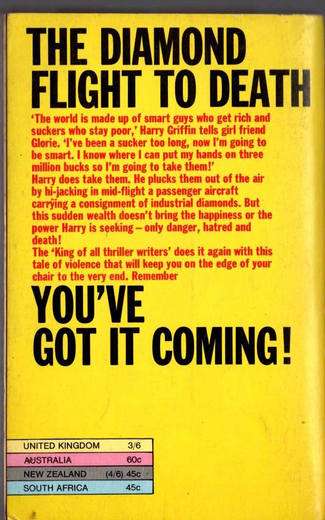 James Hadley Chase  YOU'VE GOT IT COMING magnified rear book cover image