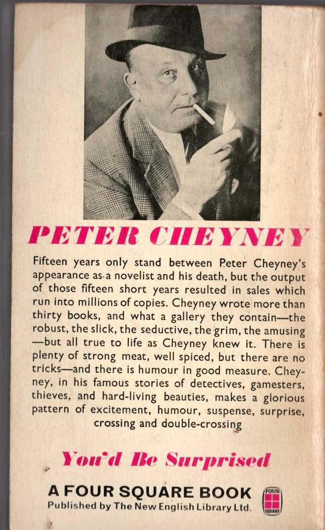 Peter Cheyney  YOU'D BE SURPRISED magnified rear book cover image