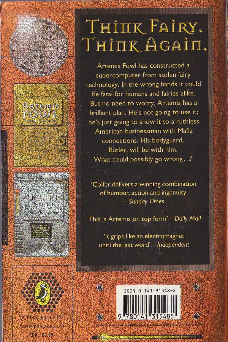 Eoin Colfer  ARTEMIS FOWL: THE ETERNITY CODE magnified rear book cover image