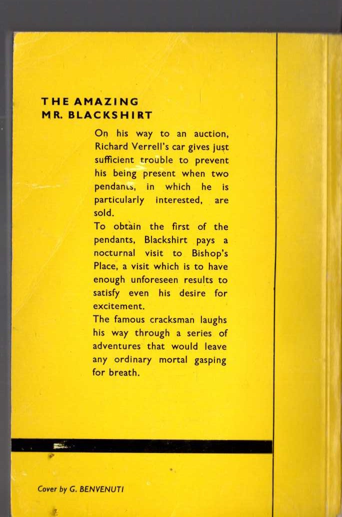 Roderic Graeme  THE AMAZING MR.BLACKSHIRT magnified rear book cover image
