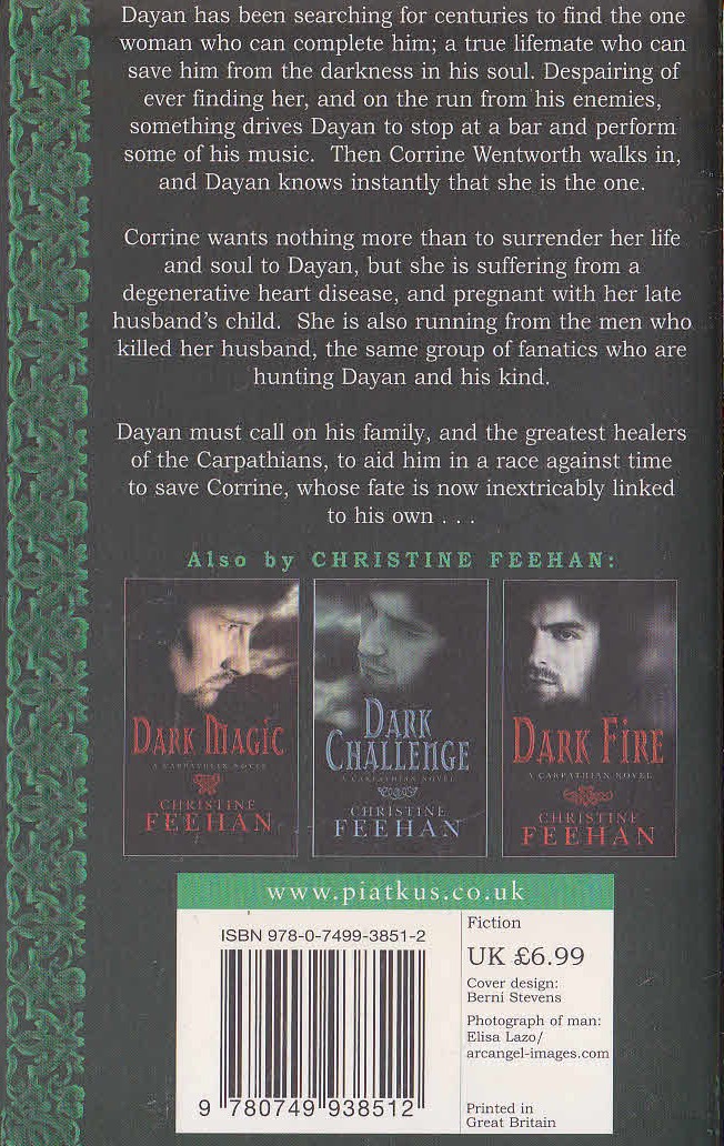 Christine Feehan  DARK MELODY magnified rear book cover image