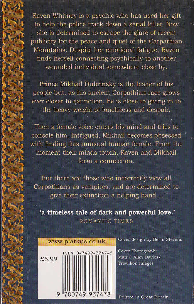 Christine Feehan  DARK PRINCE magnified rear book cover image