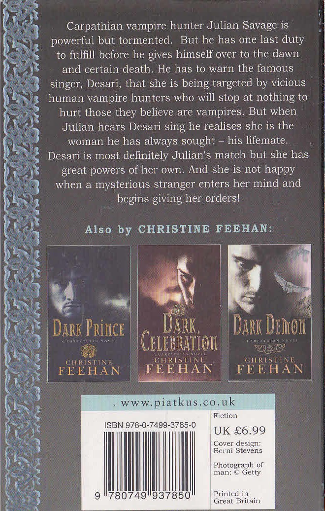 Christine Feehan  DARK CHALLENGE magnified rear book cover image