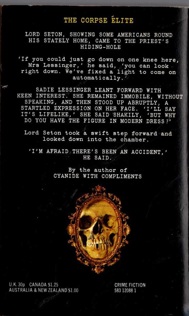 Elizabeth Lemarchand  DEATH ON DOOMSDAY magnified rear book cover image