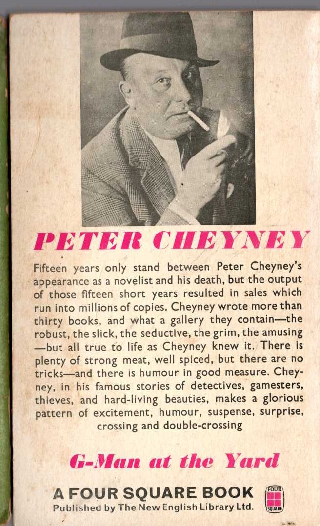 Peter Cheyney  G-MAN AT THE YARD magnified rear book cover image