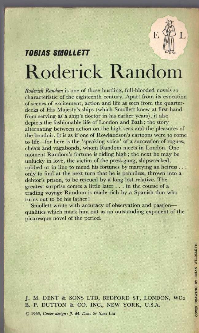 Tobias Smollett  RODERICK RANDOM magnified rear book cover image