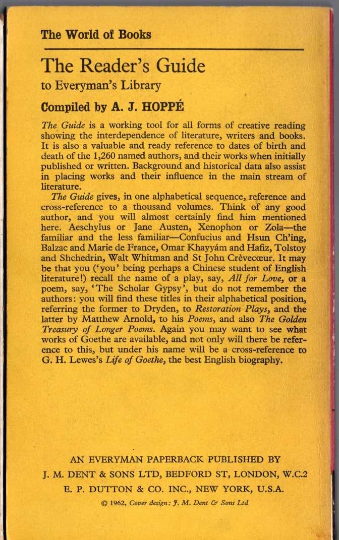 A.J. Hoppe (compiles) THE READER'S GUIDE TO THE WORLD'S GREATEST BOOKS magnified rear book cover image