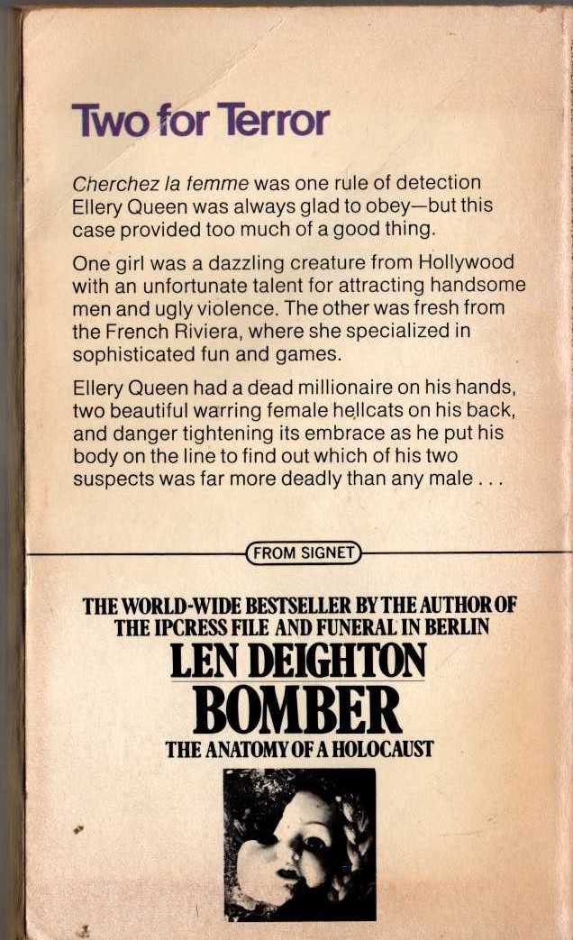 Ellery Queen  THE DRAGON'S TEETH magnified rear book cover image
