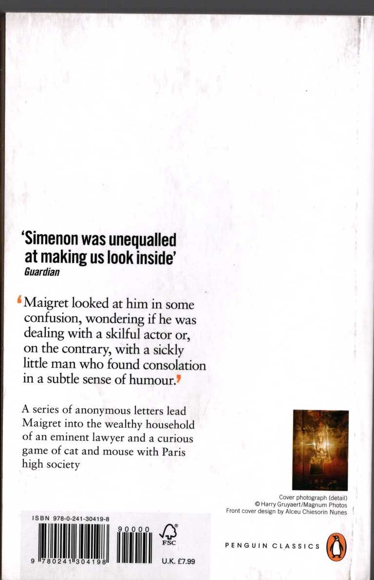 Georges Simenon  MAIGRET HESITATES magnified rear book cover image
