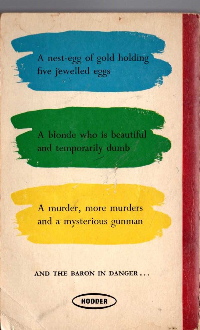 Anthony Morton  NEST EGG FOR THE BARON magnified rear book cover image
