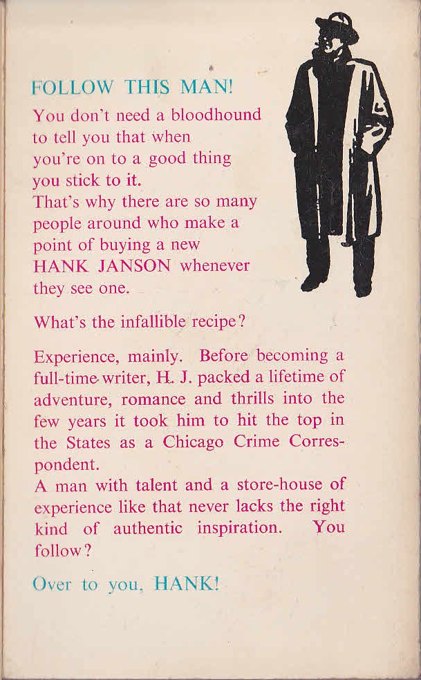 Hank Janson  OUTCAST magnified rear book cover image