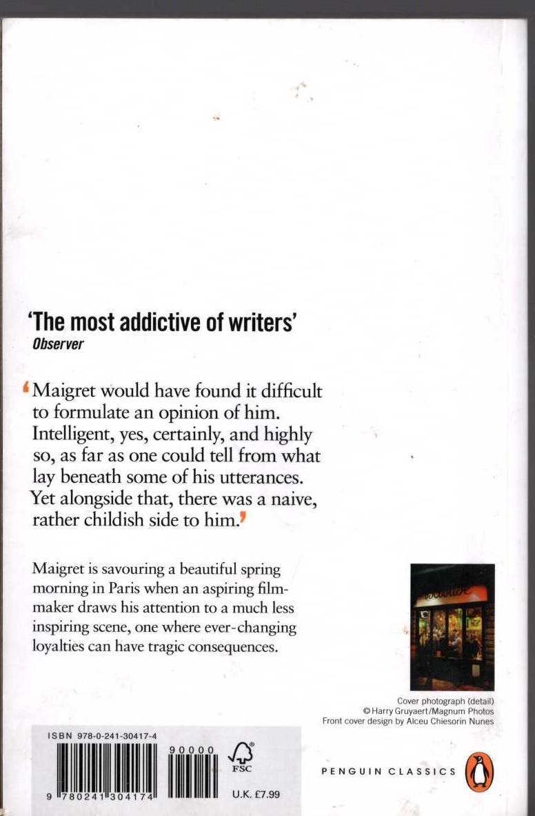 Georges Simenon  MAIGRET'S PICKPOCKET magnified rear book cover image