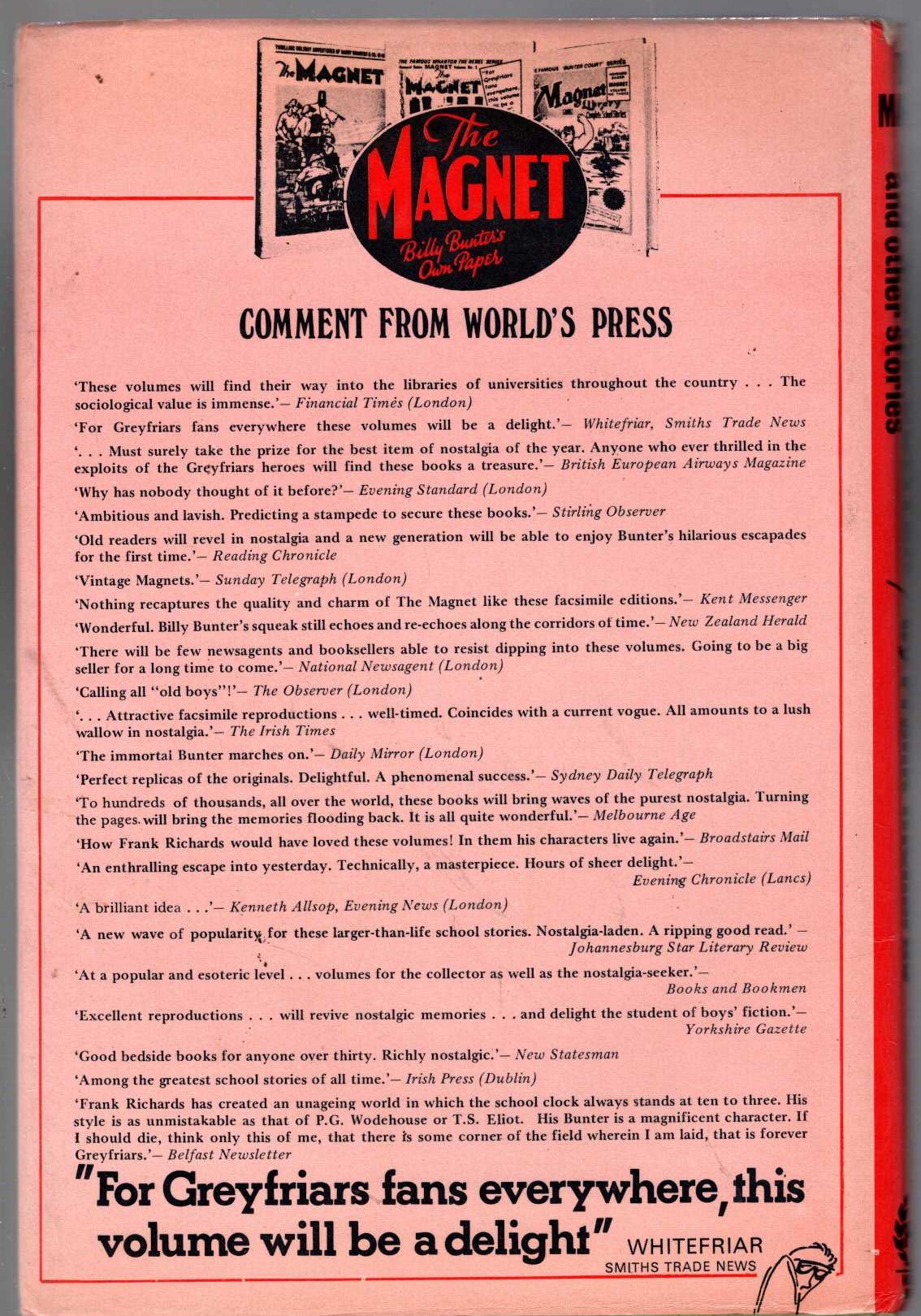 MY LORD BUNTER and other stories magnified rear book cover image