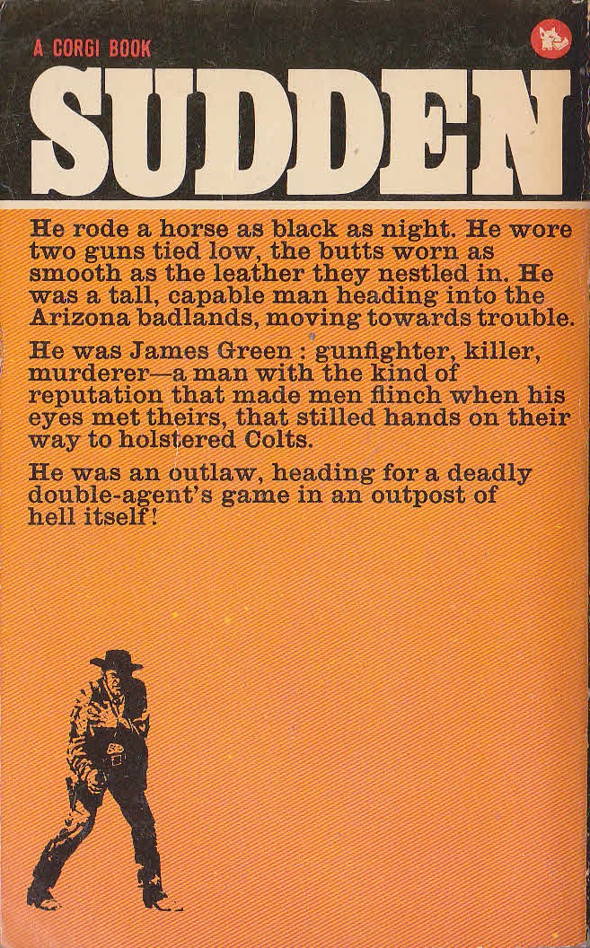 Oliver Strange  SUDDEN RIDES AGAIN magnified rear book cover image