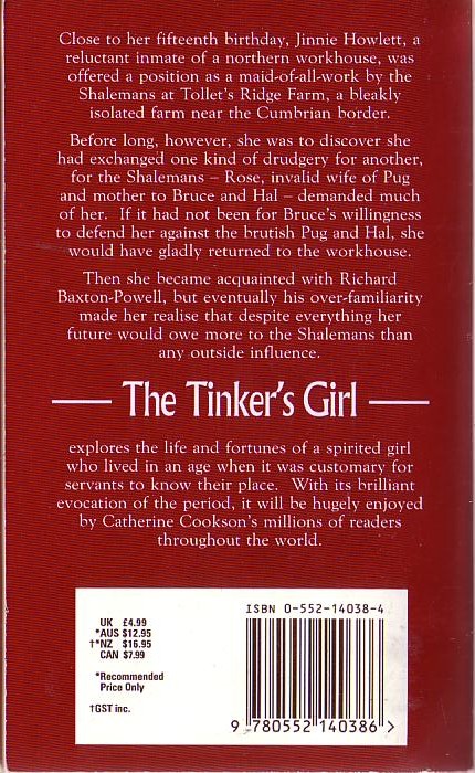 Catherine Cookson  THE TINKER'S GIRL magnified rear book cover image