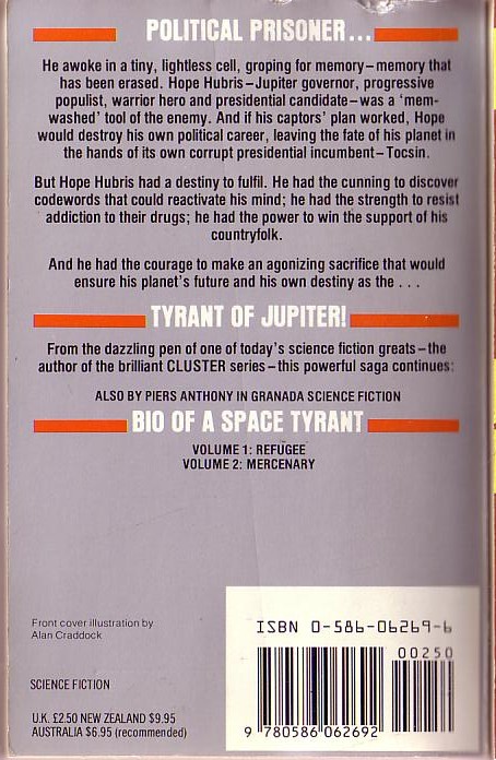 Piers Anthony  BIO OF A SPACE TYRANT 3: POLITICIAN magnified rear book cover image