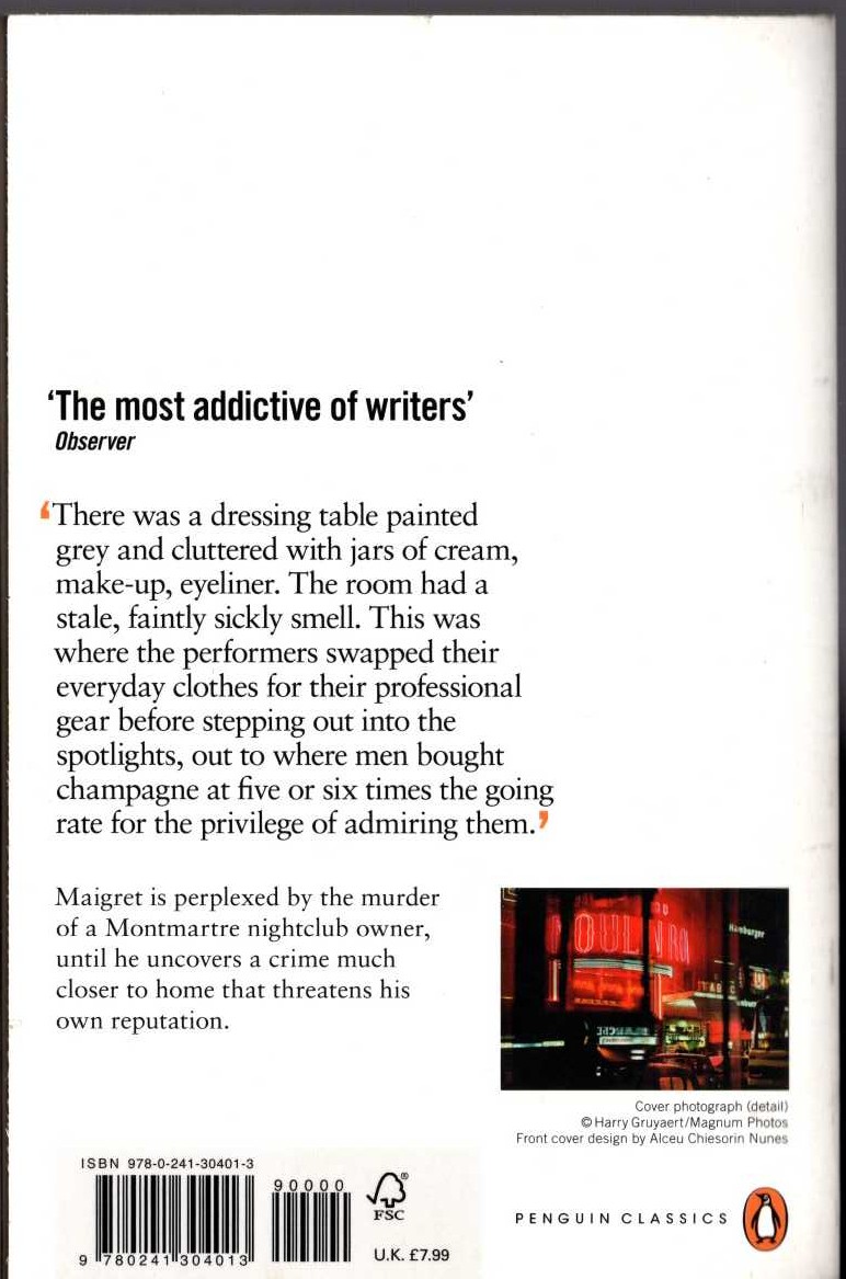 Georges Simenon  MAIGRET'S ANGER magnified rear book cover image