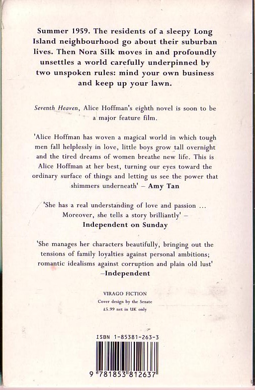 Alice Hoffman  SEVENTH HEAVEN magnified rear book cover image