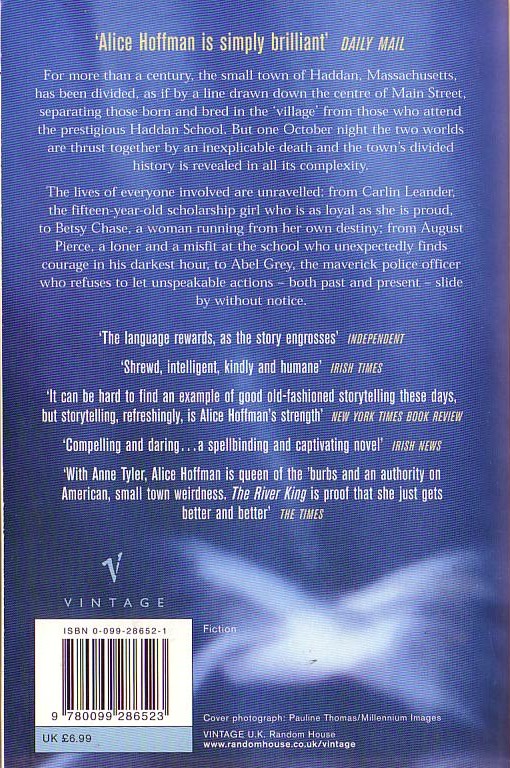 Alice Hoffman  THE RIVER KING magnified rear book cover image