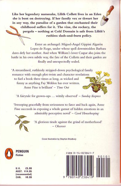 Anne Fine  IN COLD DOMAIN magnified rear book cover image