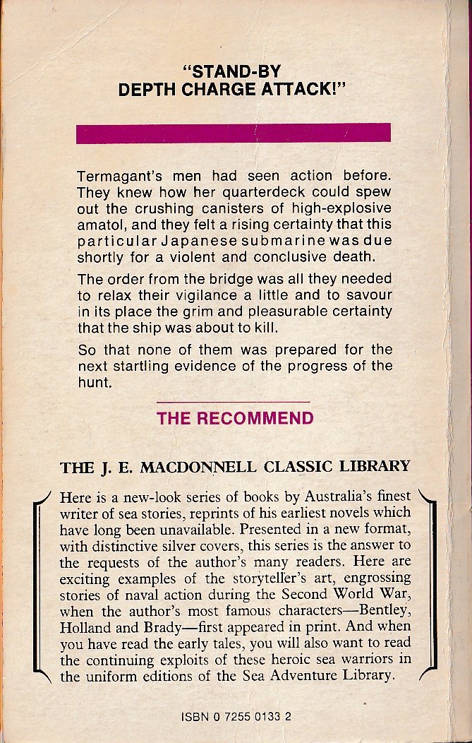 J.E. Macdonnell  THE RECOMMEND magnified rear book cover image