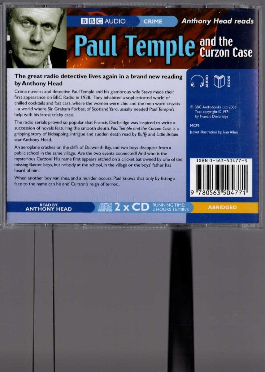 PAUL TEMPLE AND THE CURZON CASE magnified rear book cover image