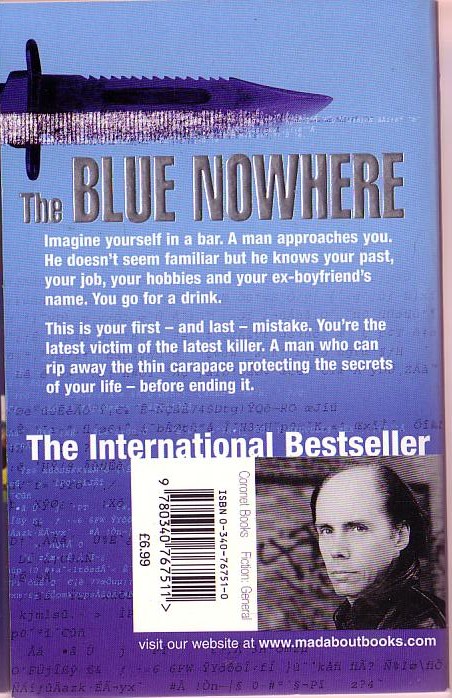 Jeffery Deaver  THE BLUE NOWHERE magnified rear book cover image