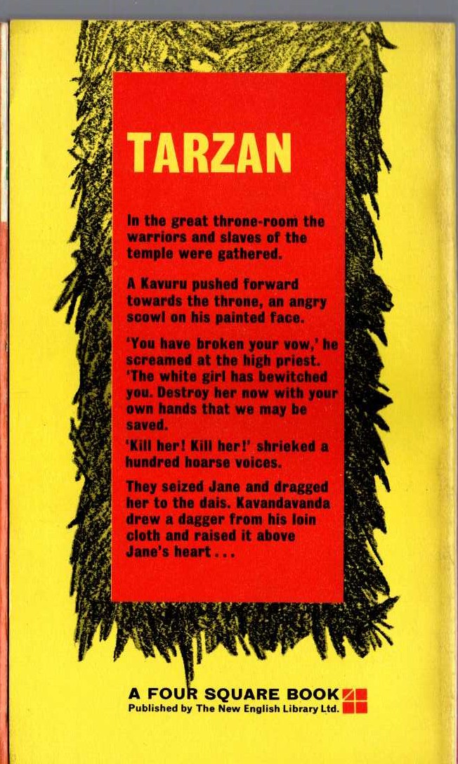 Edgar Rice Burroughs  TARZAN'S QUEST magnified rear book cover image