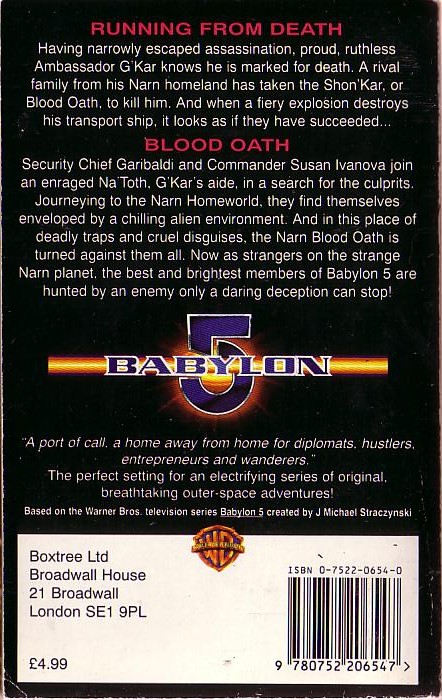 John Vornholt  BABYLON 5: #3 - BLOOD OATH magnified rear book cover image