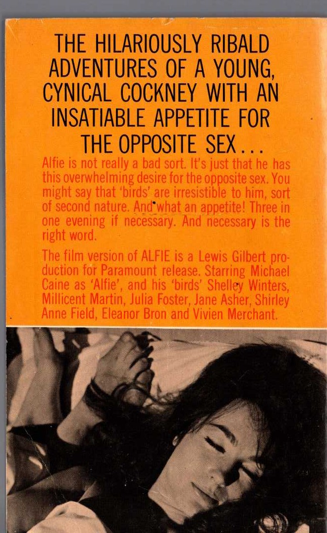 Bill Naughton  ALFIE (Michael Caine) magnified rear book cover image
