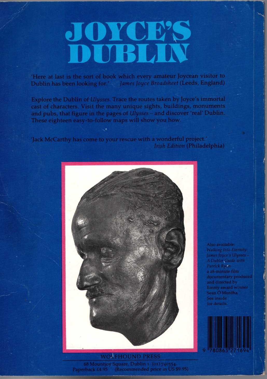 (Jack McCarthy with Danis Rose) JOYCE'S DUBLIN. A Walking Guide to Ulysses magnified rear book cover image