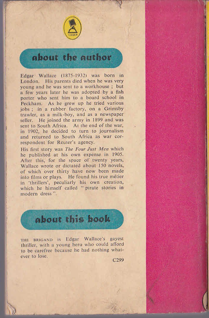 Edgar Wallace  THE BRIGAND magnified rear book cover image