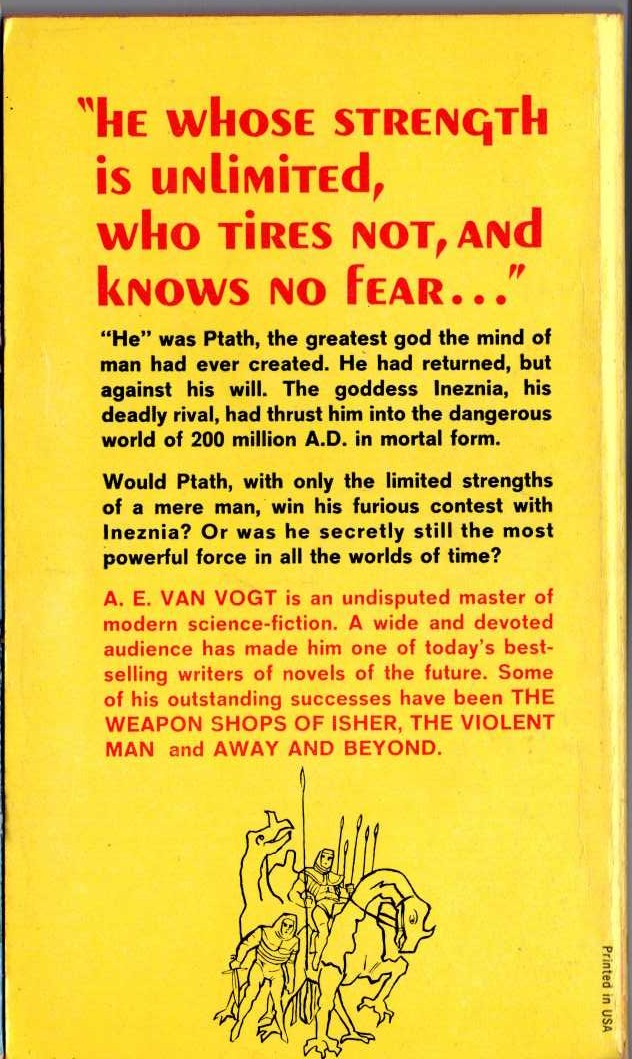 A.E. van Vogt  TWO HUNDRED MILLION A.D. (originally THE BOOK OF PTATH) magnified rear book cover image