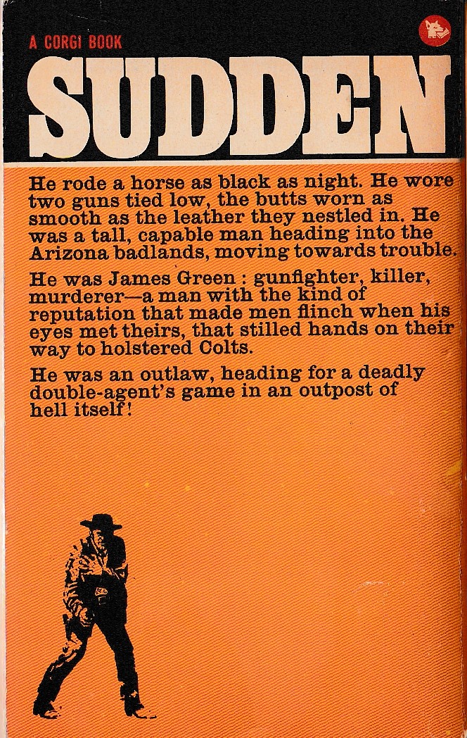 Oliver Strange  SUDDEN RIDES AGAIN magnified rear book cover image