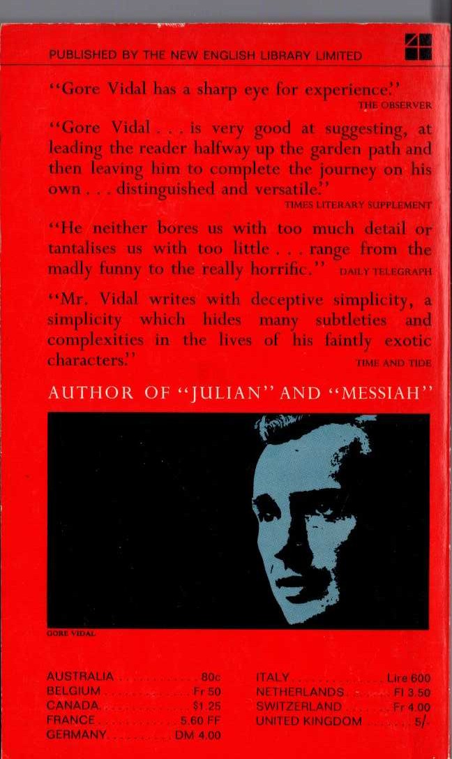 Gore Vidal  A THIRSTY EVIL magnified rear book cover image