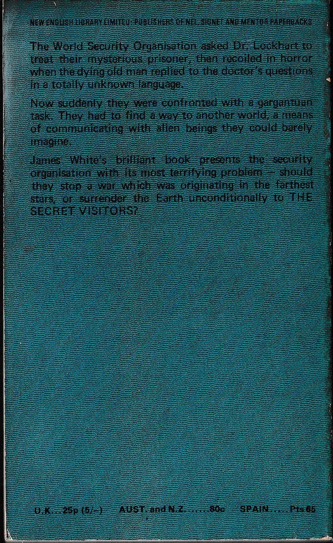 James White  THE SECRET VISITORS magnified rear book cover image