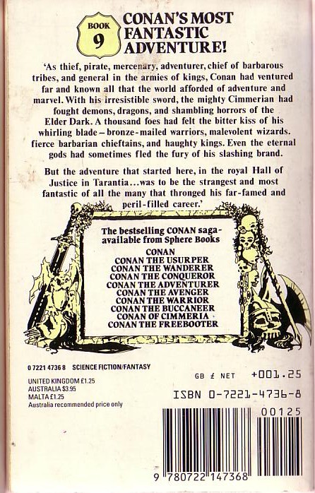(de Camp, L.Sprague & Carter, Lin) CONAN OF THE ISLES magnified rear book cover image
