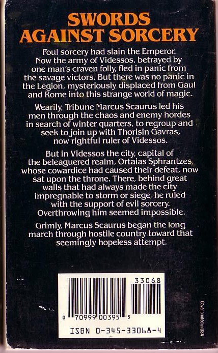 Harry Turtledove  AN EMPEROR FOR THE LEGION magnified rear book cover image