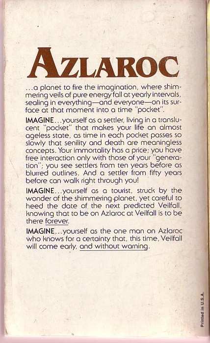 Fred Saberhagen  THE VEILS OF AZLAROC magnified rear book cover image