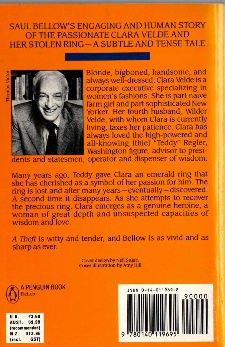 Saul Bellow  A THEFT magnified rear book cover image