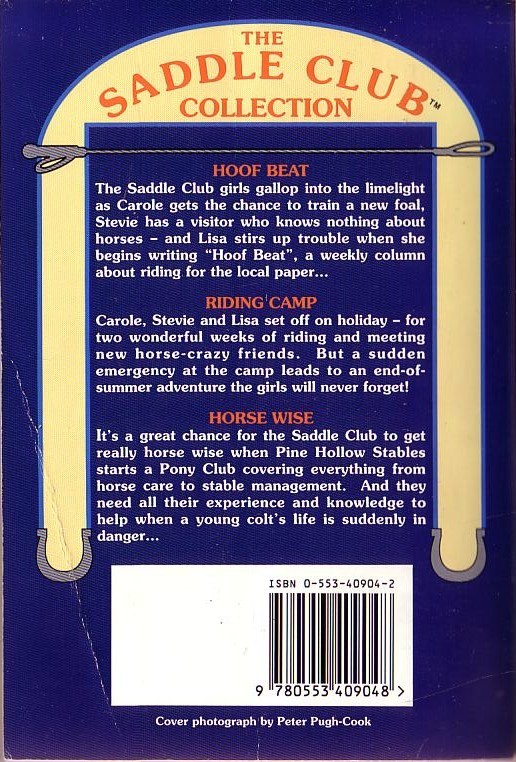 Bonnie Bryant  THE SADDLE CLUB COLLECTION: HOOF BEAT/ RIDING CAMP/ HORSE WISE magnified rear book cover image