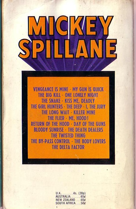 Mickey Spillane  THE DEATH DEALERS magnified rear book cover image
