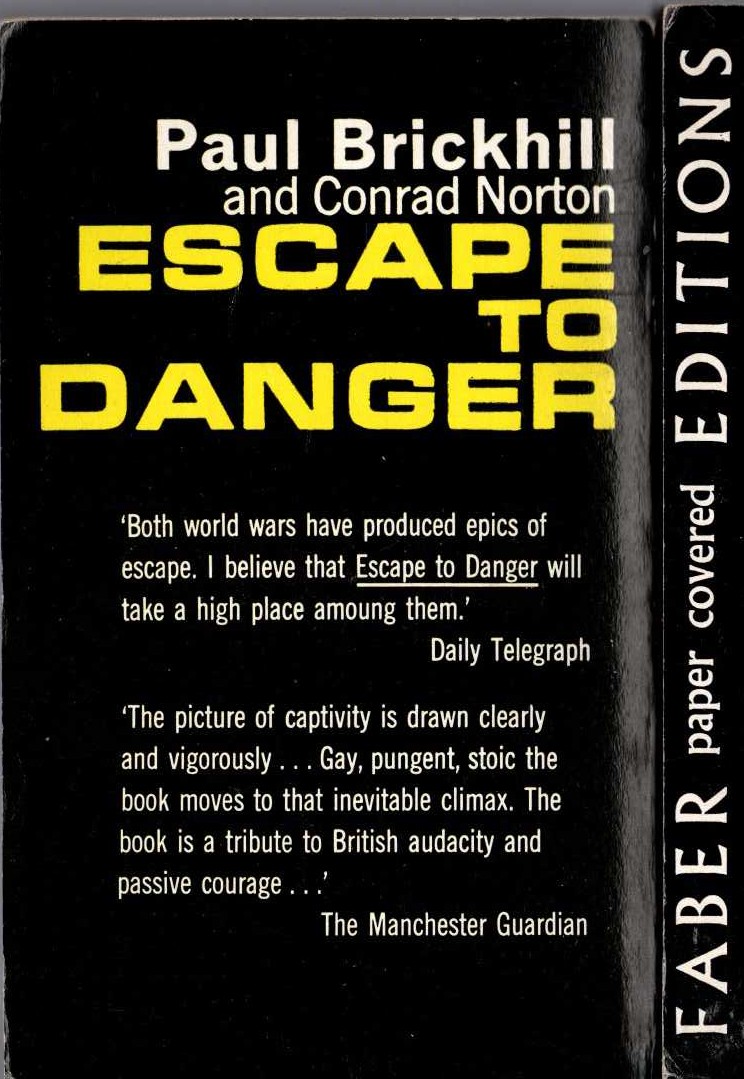 (Paul Brickhill and Conrad Norton) ESCAPE TO DANGER magnified rear book cover image