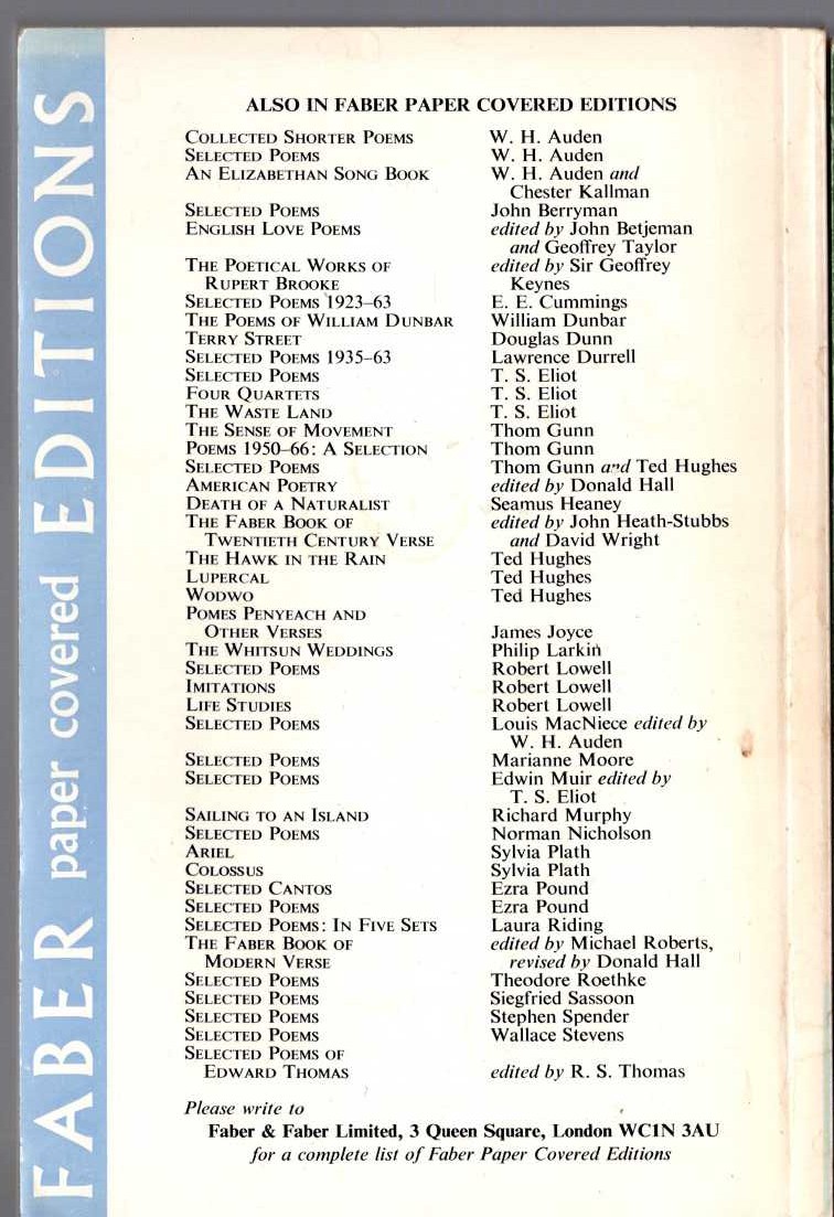 (Lord David Cecil selects and introduces) A CHOICE OF TENNYSON'S VERSE magnified rear book cover image