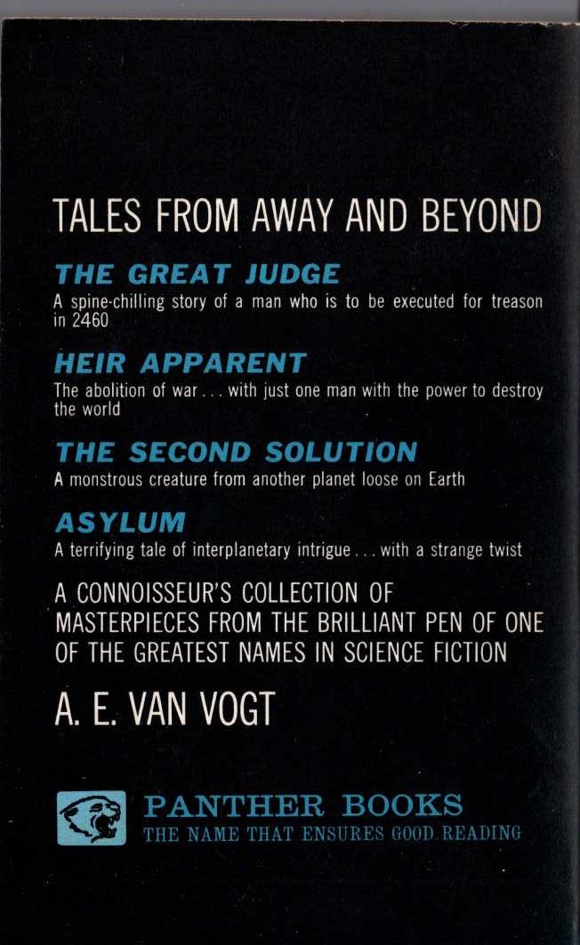 A.E. Van Vogt  AWAY AND BEYOND magnified rear book cover image