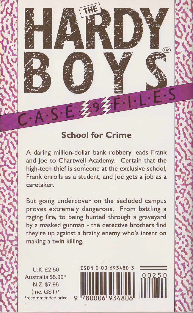 Franklin W. Dixon  THE HARDY BOYS CASEFILES: #9 THE GENIUS THIEVES magnified rear book cover image