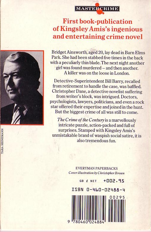 Kingsley Amis  THE CRIME OF THE CENTURY magnified rear book cover image
