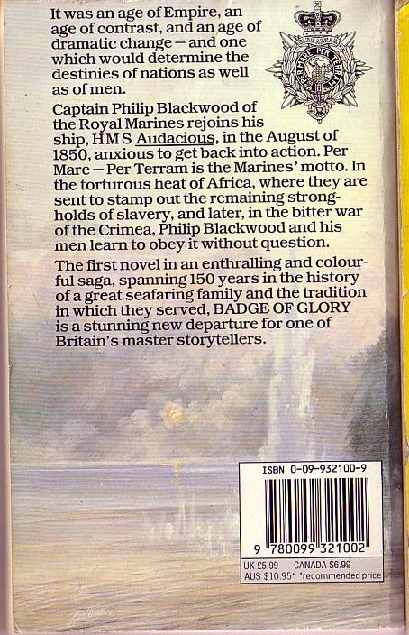 Douglas Reeman  BADGE OF GLORY magnified rear book cover image