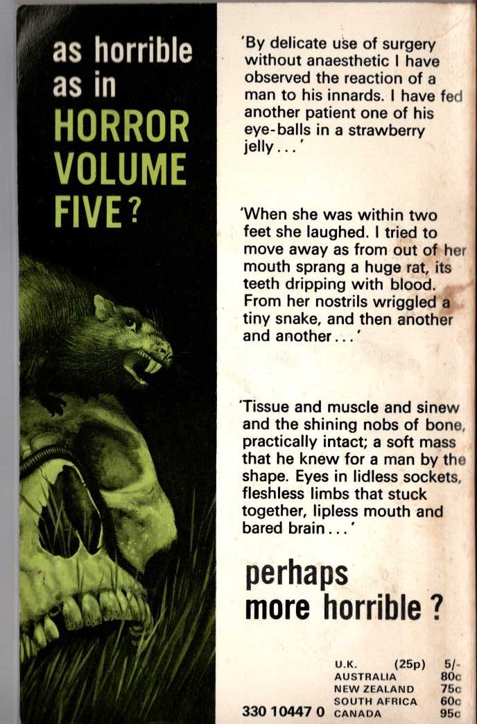 Herbert van Thal (selects) THE SIXTH PAN BOOK OF HORRO STORIES. Vol.6.6th magnified rear book cover image