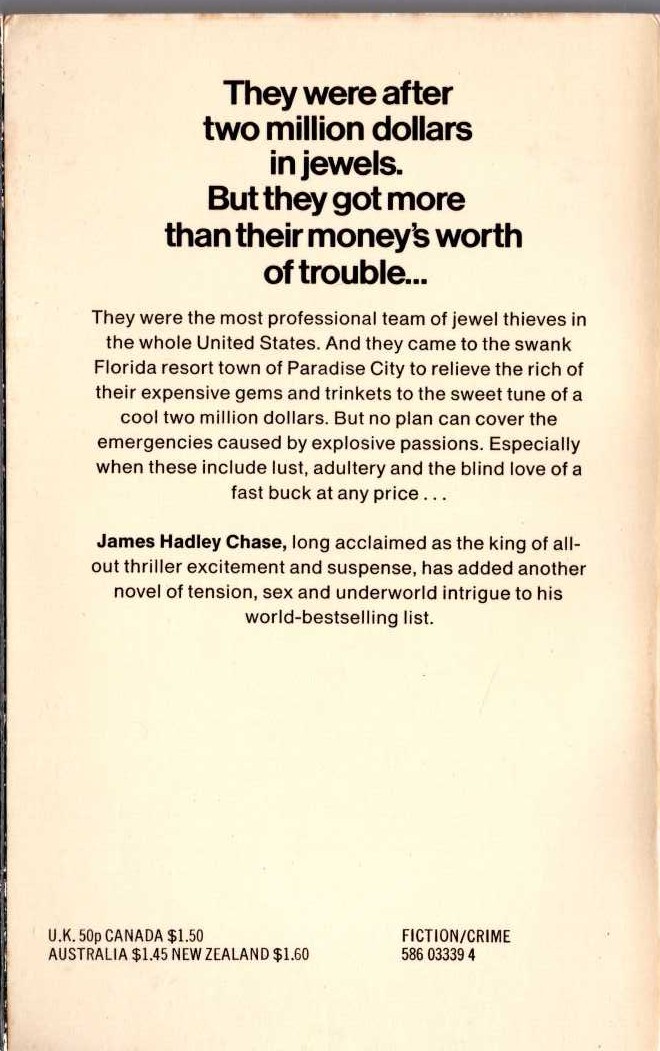 James Hadley Chase  AN EAR TO THE GROUND magnified rear book cover image